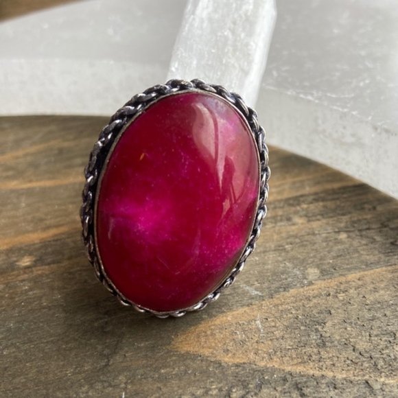 MASSIVE BOHO STYLE UNTREATED RUBY RING - Picture 2 of 13